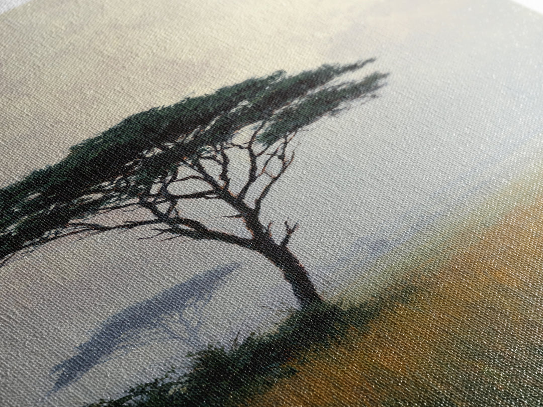 Wide Savanna with Acacia Silhouette Framed Canvas Print, Landscape Art, Room Decor, Living Room Decor, Fine Art, Horizon, LAN-2x3-3