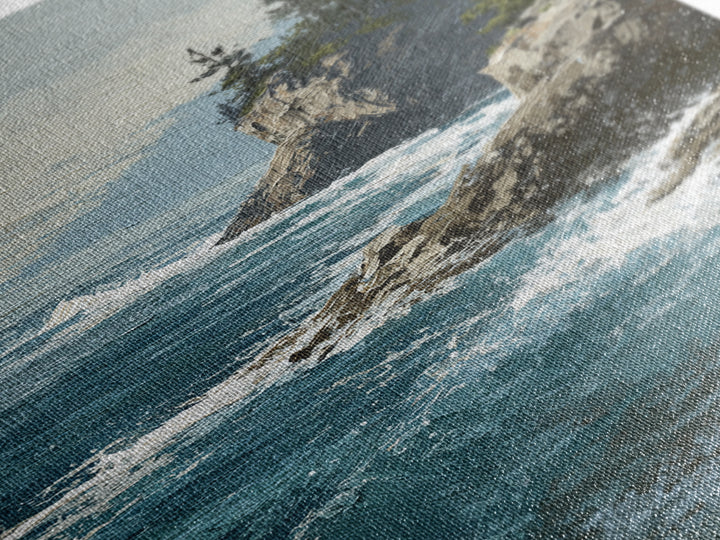 Coastal Cliffs with Crashing Waves Canvas Print, Landscape Art, Contemporary Art, Living Room Decor, Fine Art, Horizon, LAN-2x3-40