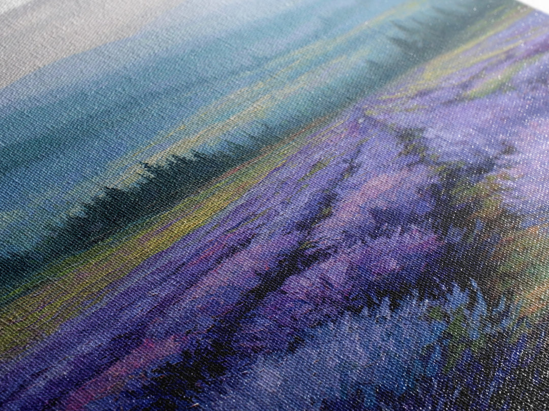 Lavender Field Leading to Distant Hills Canvas Print, Landscape Art, Digital Art, Living Room Decor, Fine Art, Horizon, LAN-2x3-66