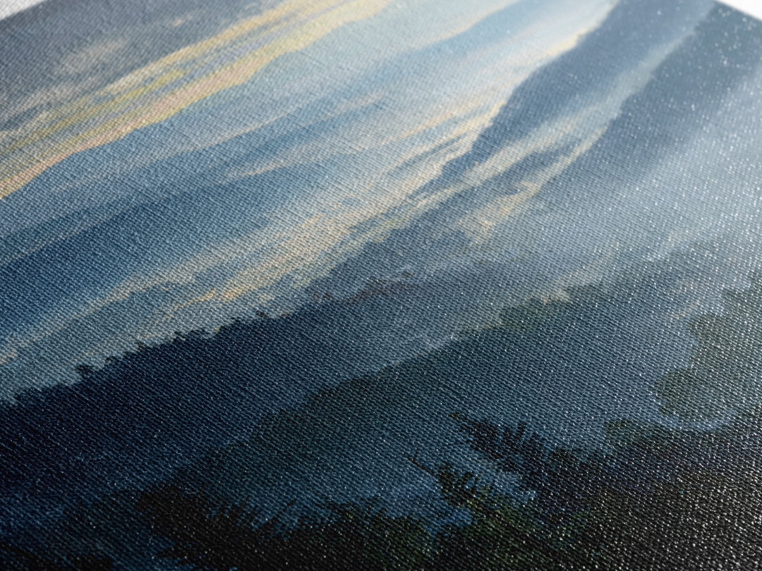 Misty Mountain Valley at Sunrise Canvas Print, Landscape Art, Digital Wall Art, Living Room Decor, Fine Art, Horizon, LAN-2x3-9