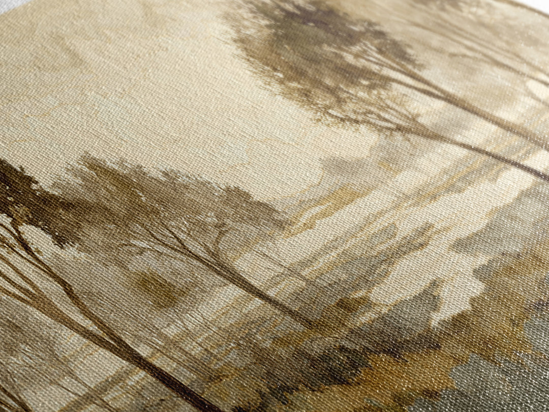 Wide Savanna with Acacia Silhouette Canvas Print, Landscape Art, Minimalist Decor, Living Room Decor, Oil Painting, Horizon, LAN-3x1-35