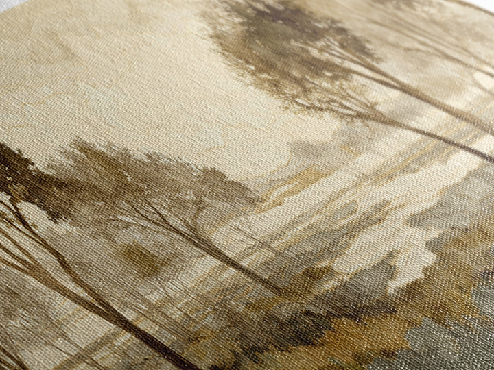 Wide Savanna with Acacia Silhouette Canvas Print, Landscape Art, Minimalist Decor, Living Room Decor, Oil Painting, Horizon, LAN-3x1-35