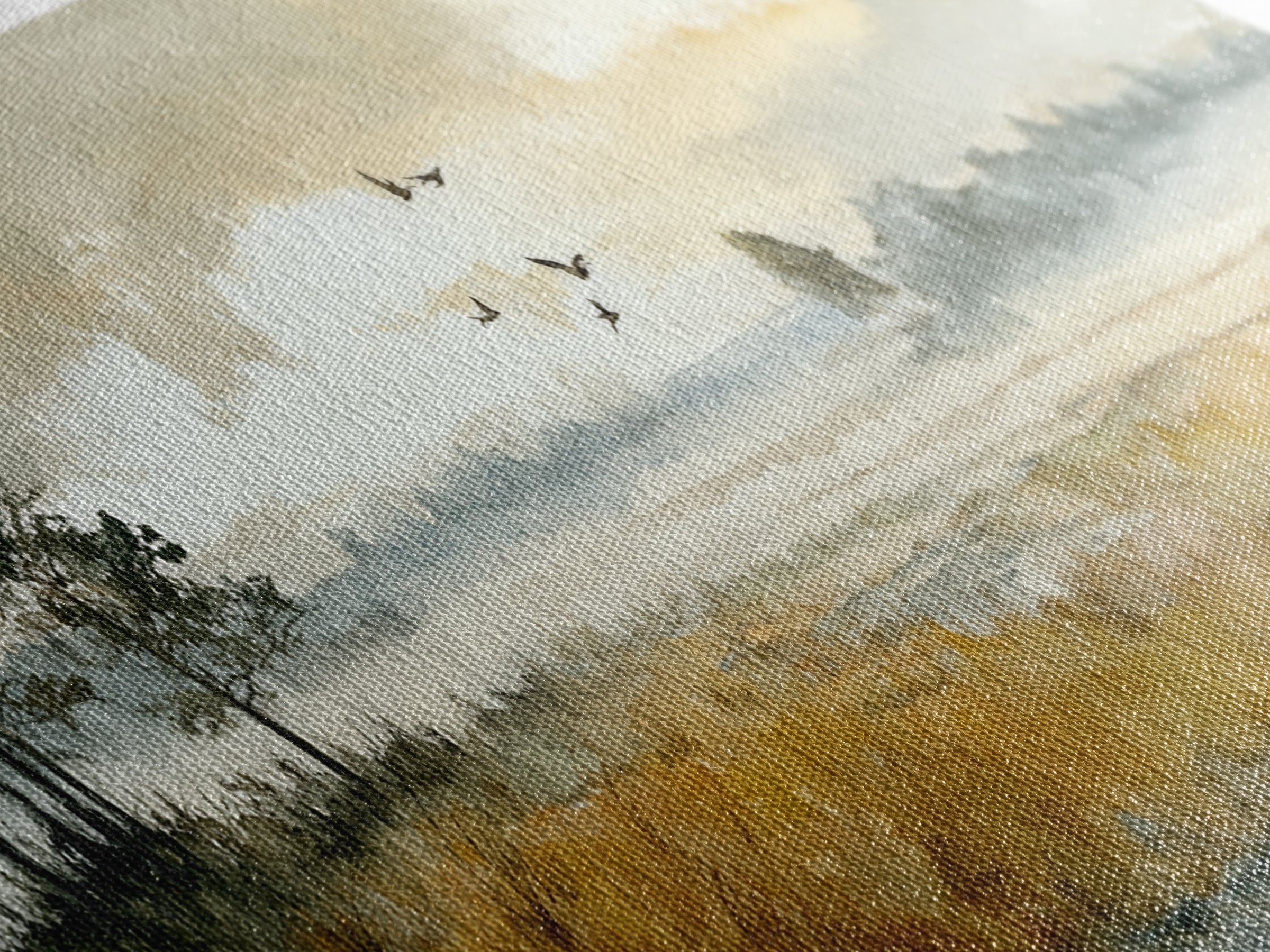 Misty Cypress Swamp Canvas Print, Landscape Art, Framed Wall Art, Living Room Decor, Oil Painting, Horizon, Modern Wall Art, LAN-3x1-38