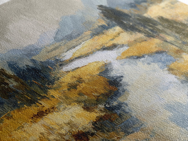 Winding River Through Golden Fields Canvas Print, Landscape Art, Boho Wall Art, Living Room Decor, Fine Art, Horizon, LAN-3x1-42