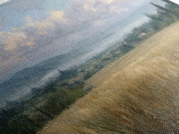 Golden Wheat Field Beneath Huge Clouds Framed Canvas Print, Landscape Art, Wall Art, Living Room Decor, Fine Art, Horizon, LAN-3x2-100