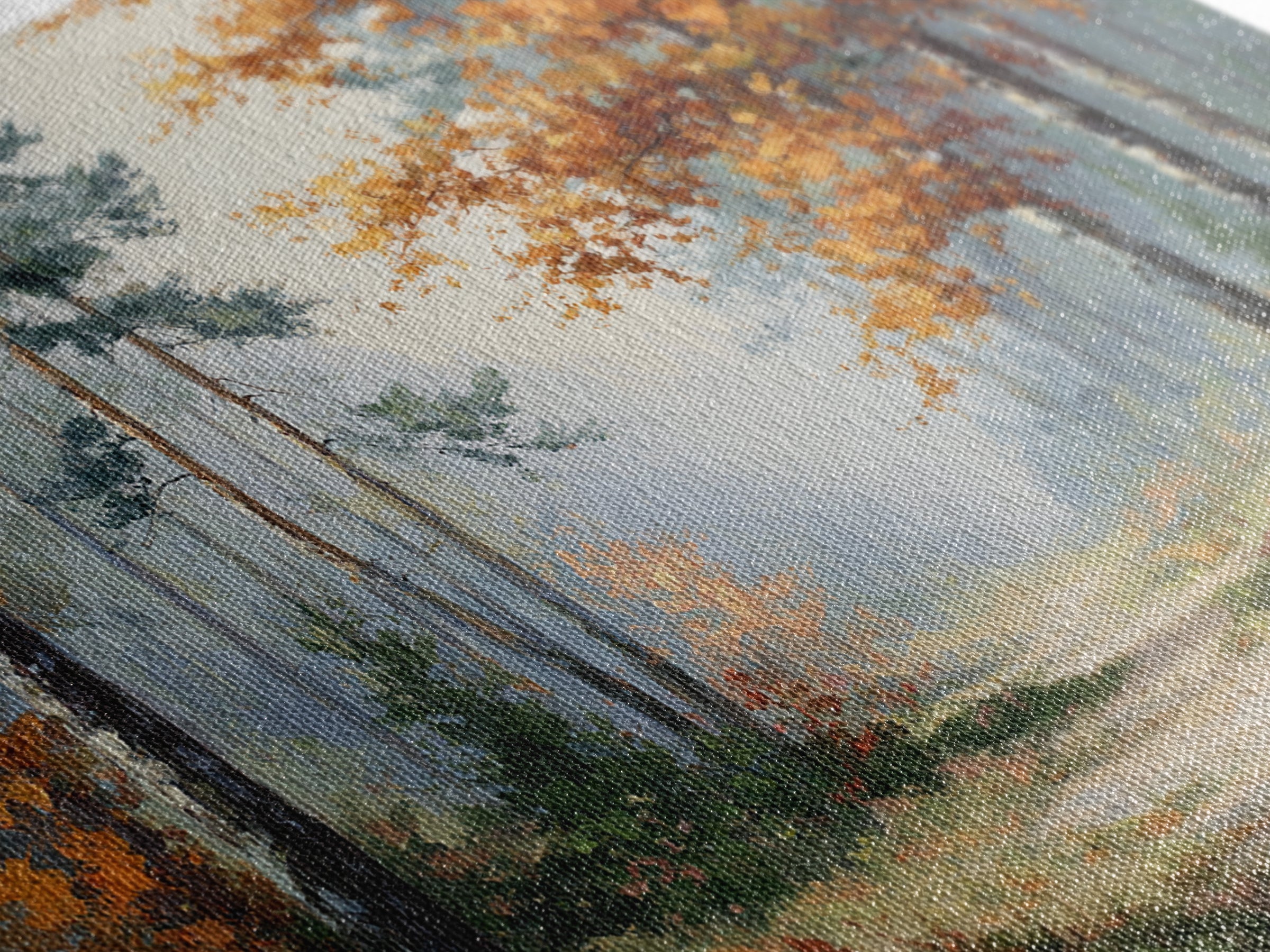 Autumn Forest Path Framed Canvas Print, Landscape Art, Wall Art Print, Living Room Decor, Fine Art, Horizon, Boho Decor, LAN-3x2-13