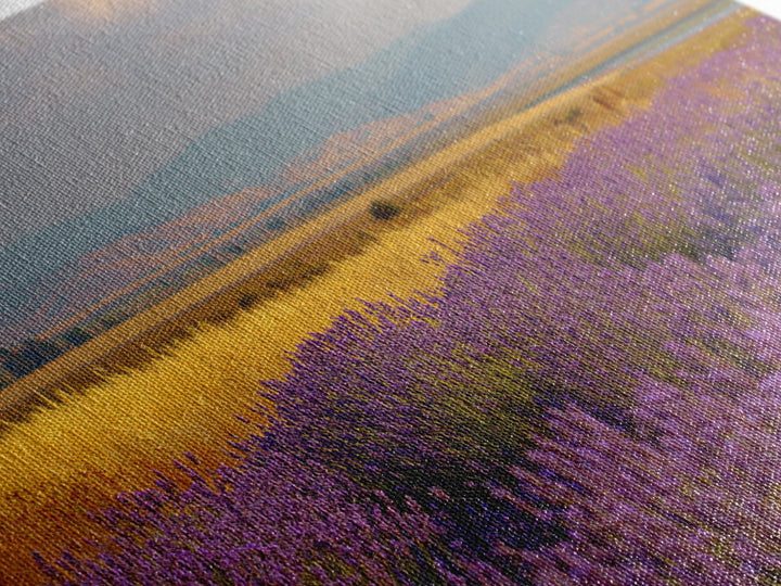 Lavender Field Leading to Distant Hills Framed Canvas Print, Landscape Art, Framed Wall Art, Living Room Decor, Oil Painting, LAN-3x2-14