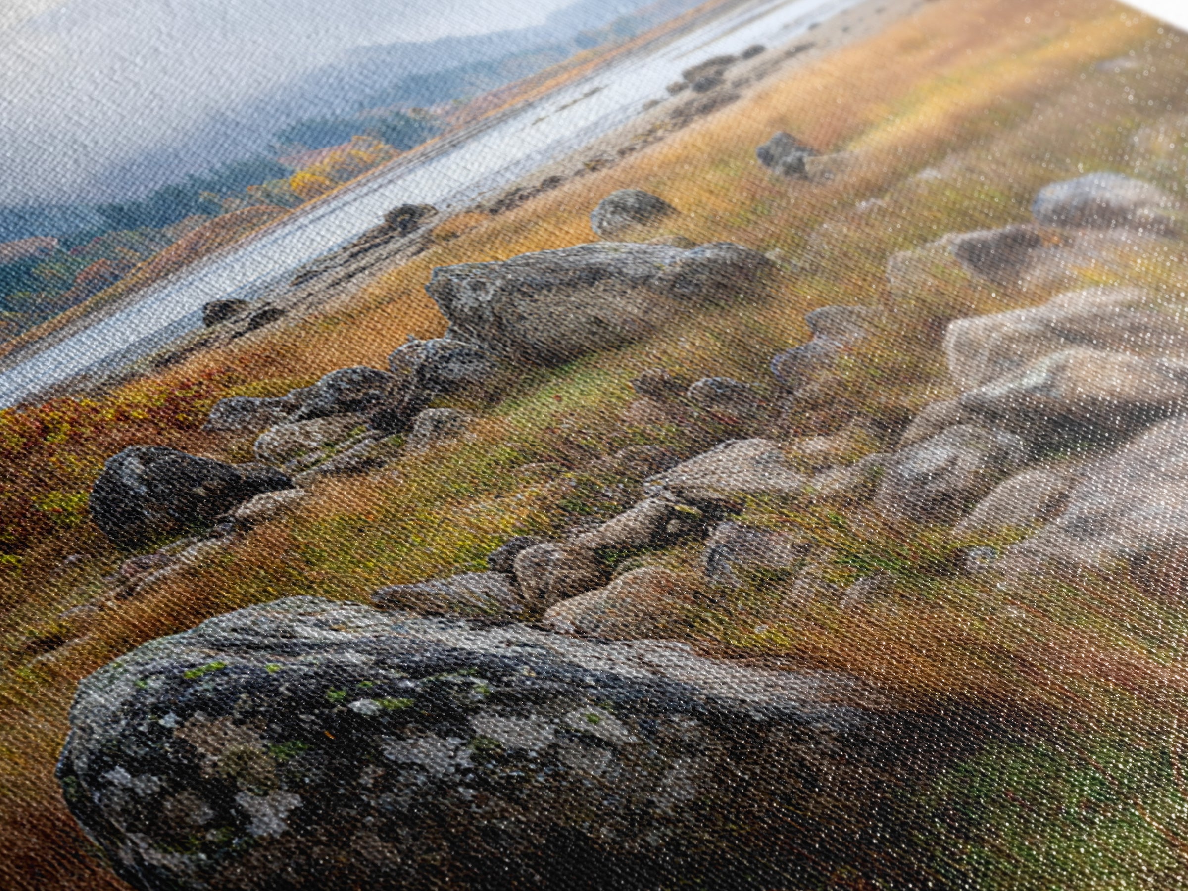 Rocky Scottish Highland Framed Canvas Print, Landscape Art, Gallery Decor, Living Room Decor, Fine Art, Horizon, Wall Art, LAN-3x2-45