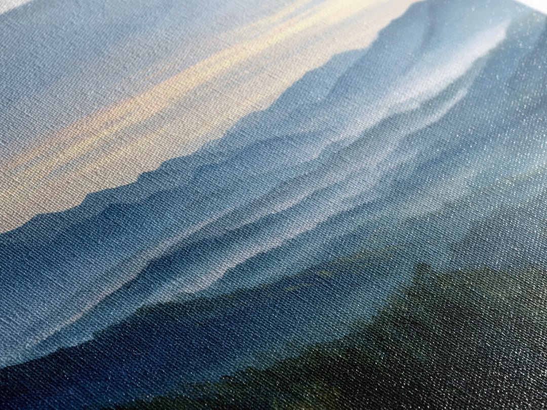 Misty Mountain Valley at Sunrise Canvas Print, Landscape Art, Modern Decor, Living Room Decor, Fine Art, Horizon, Wall Decor, LAN-3x2-53