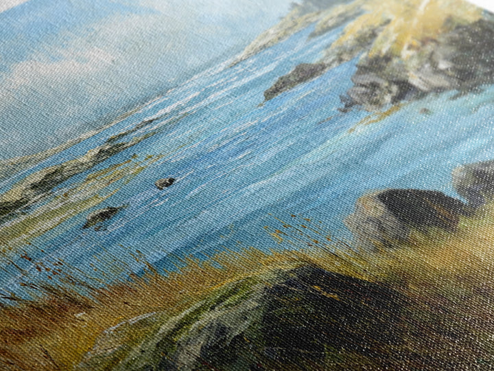 Fjord Landscape with Icy Blue Water Canvas Print, Landscape Art, Original Painting, Living Room Decor, Fine Art, Horizon, LAN-3x2-67