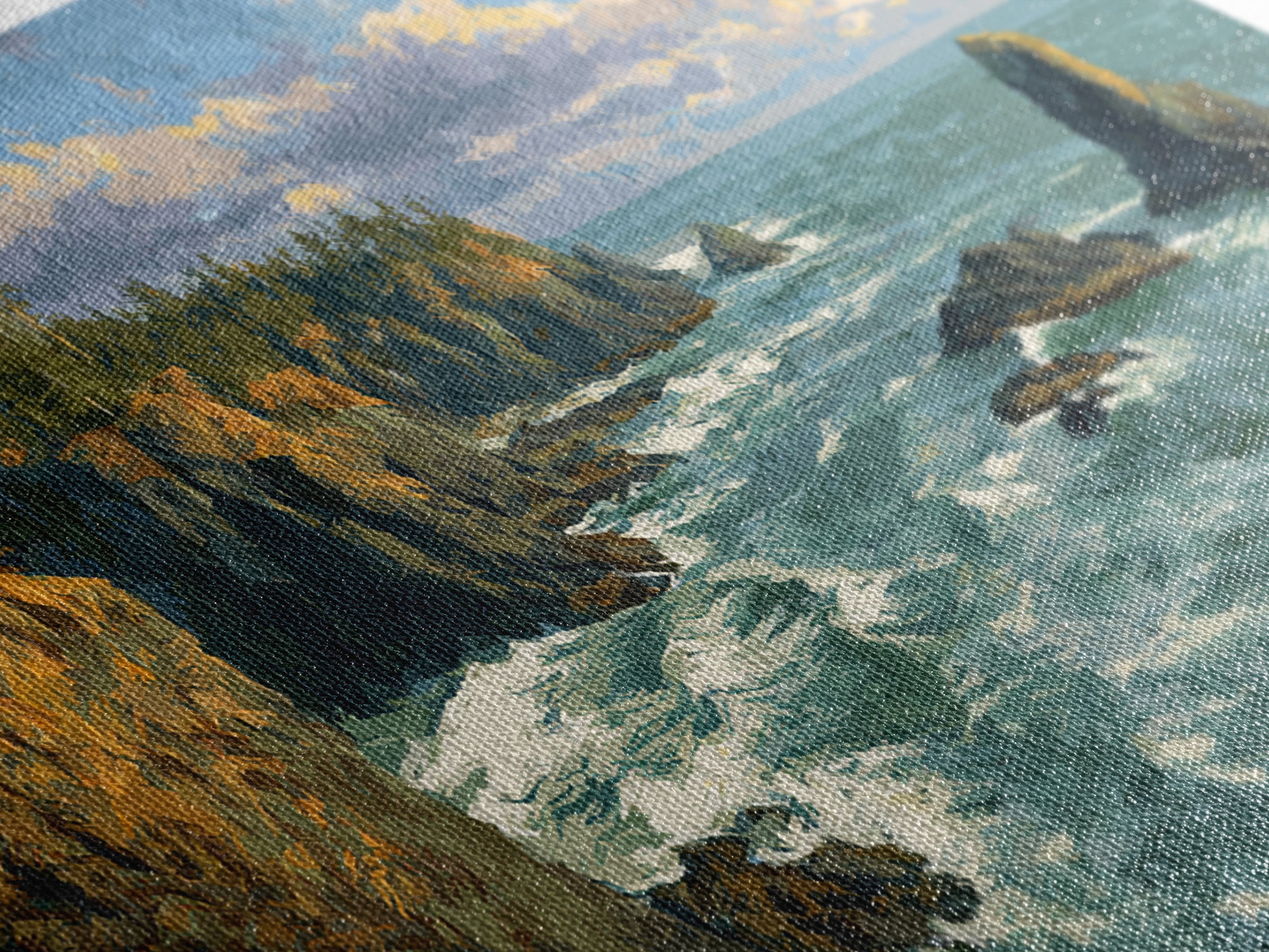 Coastal Cliffs with Crashing Waves Canvas Print, Landscape Art, Wall Decor, Living Room Decor, Fine Art, Horizon, Digital Print, LAN-3x2-84