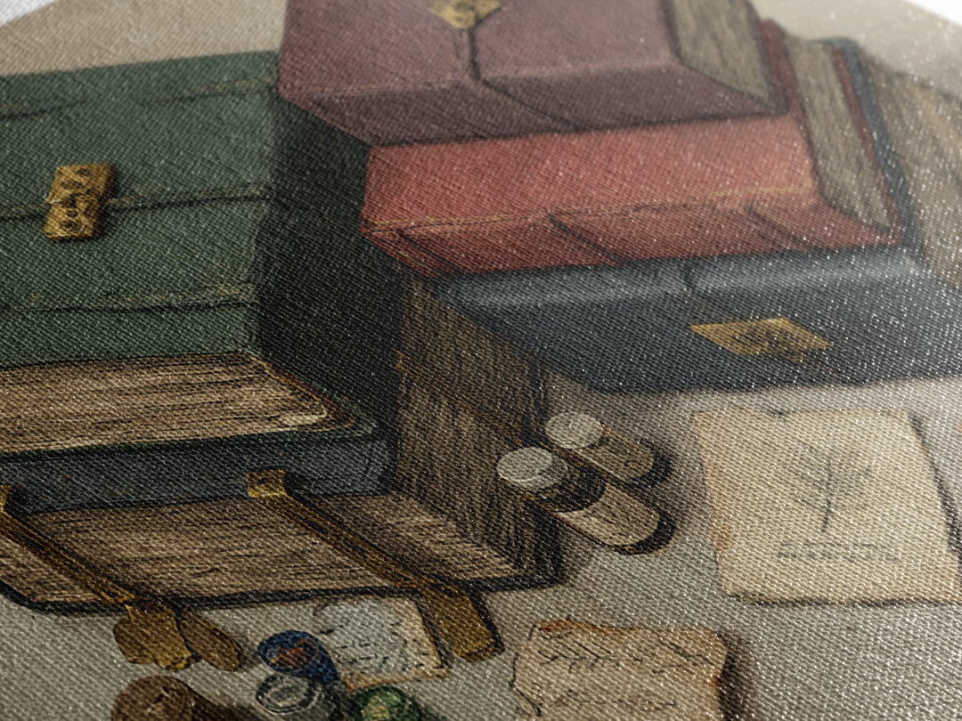 Ancient Book with Brass Clasps Canvas Print, Library Art, Living Room Decor, Library Decor, Fine Art, Archive, Whimsical Art, LIB-2x1-57