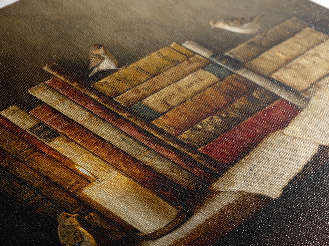 Open Book Releasing Tiny Birds Framed Canvas Print, Library Art, Living Room Decor, Library Decor, Fine Art, Archive, LIB-2x1-72