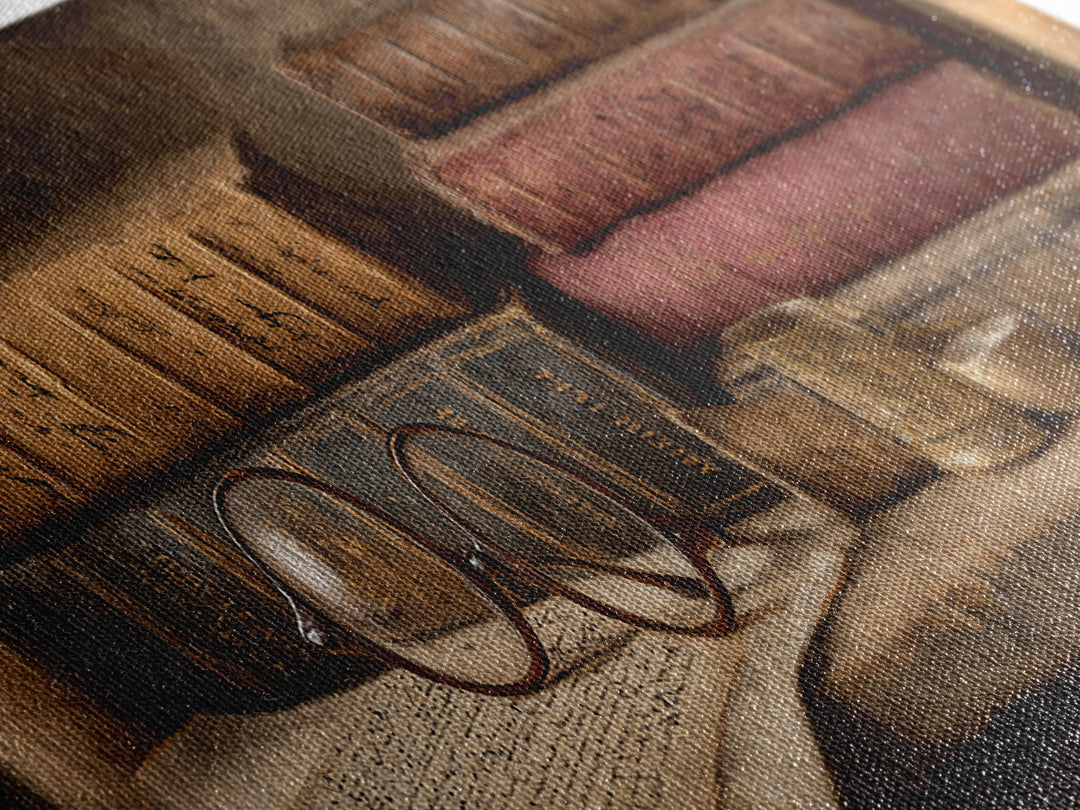 Antique Spectacles on a Manuscript Canvas Print, Library Art, Gallery Decor, Library Decor, Fine Art, Archive, Wall Art, LIB-3x1-36