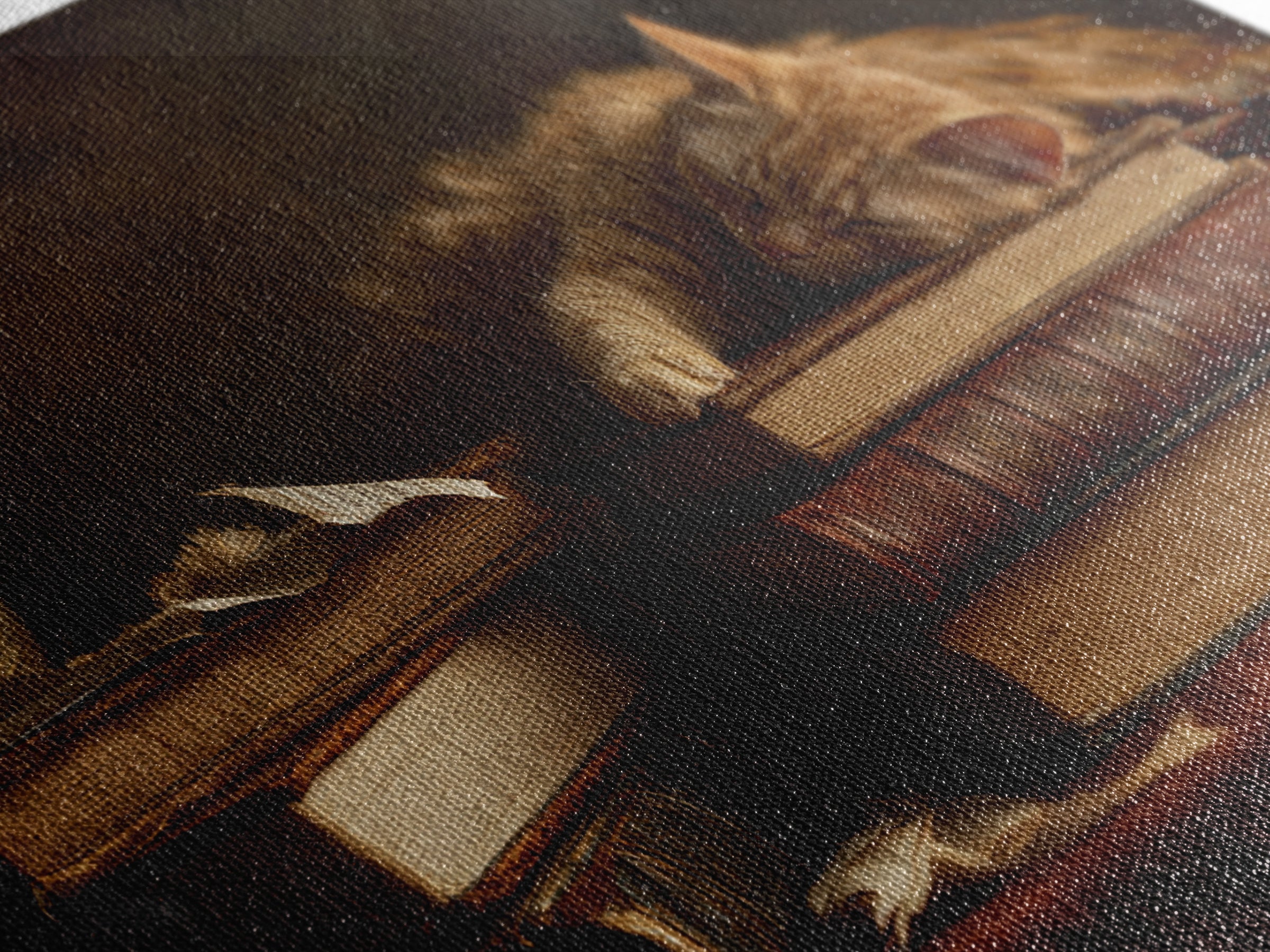Cat Sleeping on a Book Stack Framed Canvas Print, Library Art, Room Decor, Library Decor, Fine Art, Archive, Printable Art, LIB-3x2-35