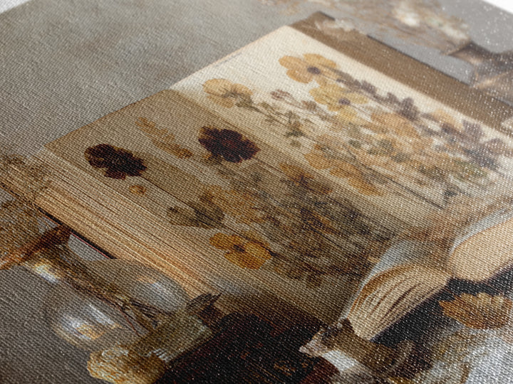Botanical Pressed Flowers Inside Old Pages Framed Canvas Print, Library Art, Statement Artwork, Library Decor, Archive, LIB-3x2-85