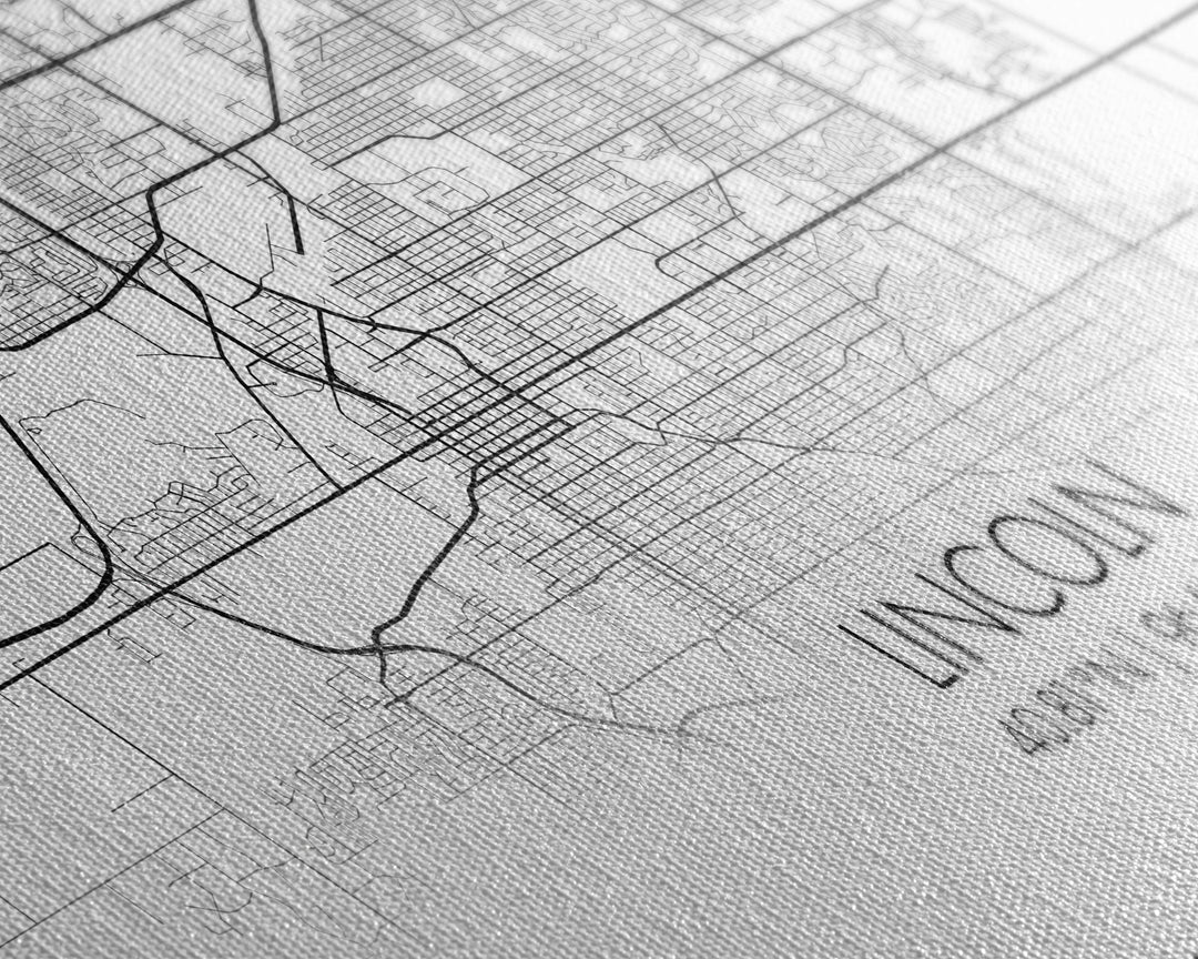 Lincoln City Map, Nebraska Map, Map Art, Modern Art, Wall Art, Canvas Art, Dorm Room Wall Art, Bar Wall Art, Gift For Mom, Teen Wall Art