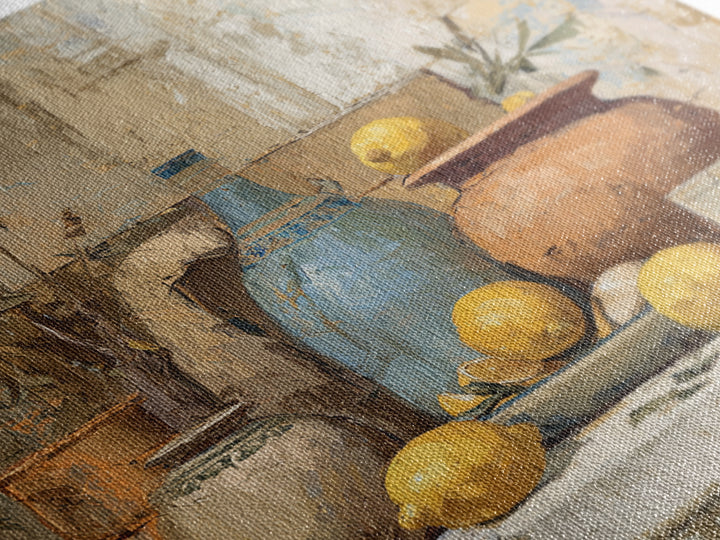 Warm Mediterranean Lemon Still Life Canvas Print, Living Room Art, Printable Art, Living Room Decor, Fine Art, Living, LIR-1x1-18
