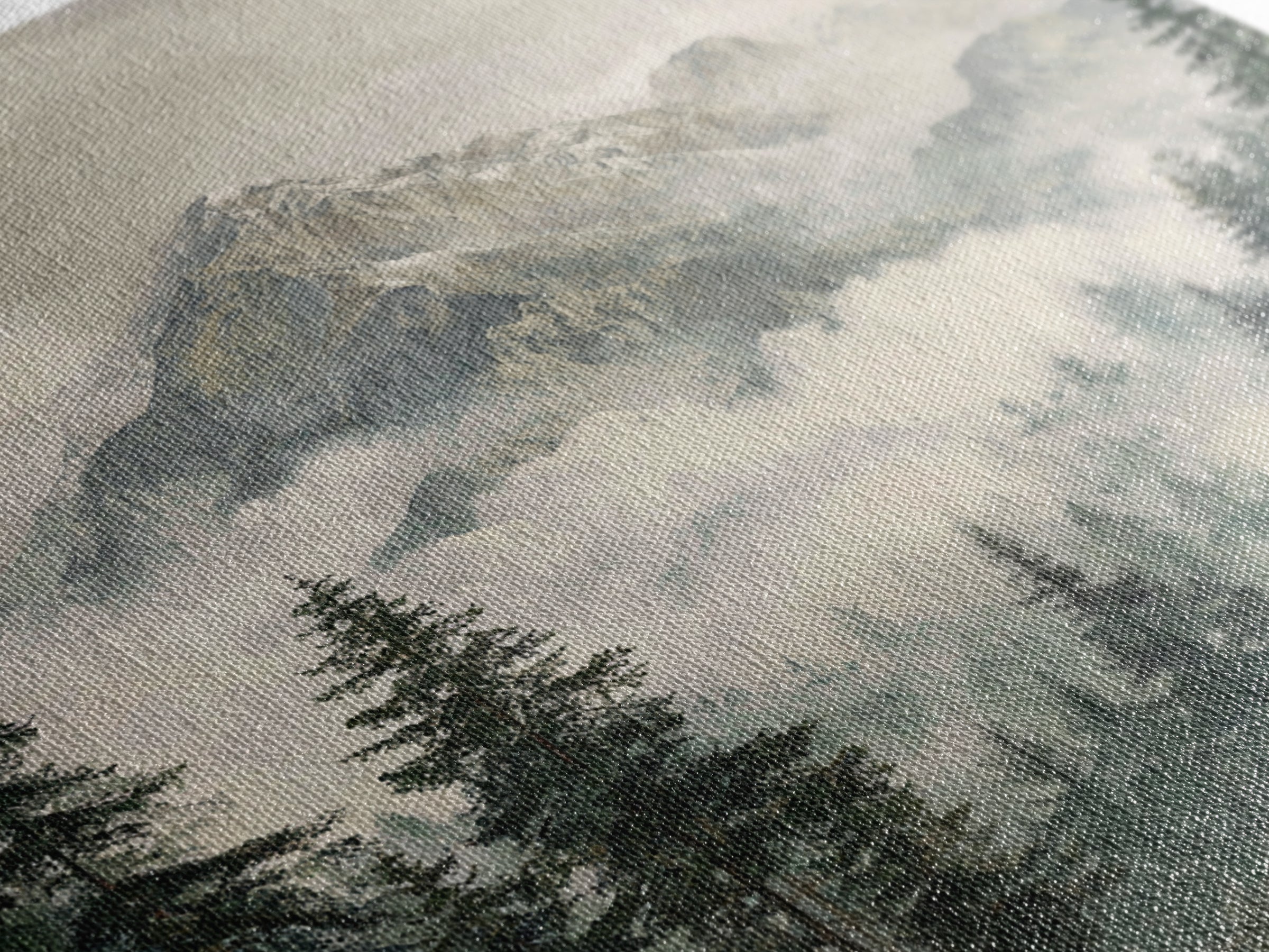 Classic Mountain Panorama for Cozy Interiors Framed Canvas Print, Living Room Art, Room Decor, Living Room Decor, Living, LIR-1x1-40