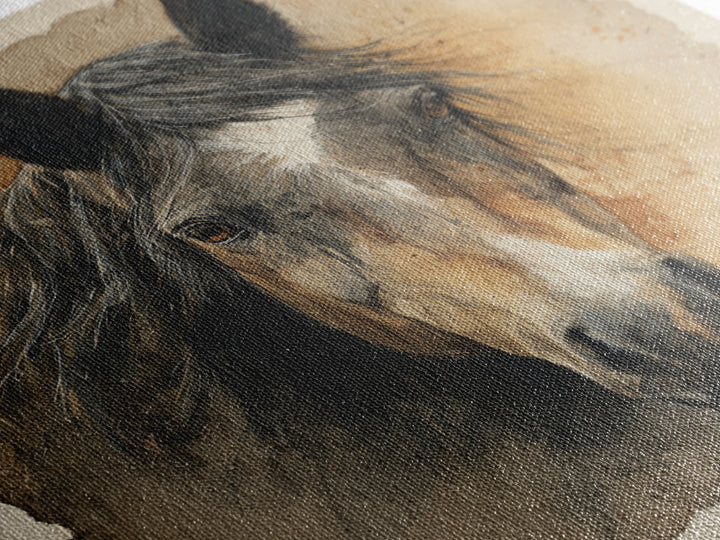 Contemporary Horse Portrait Canvas Print, Living Room Art, Boho Decor, Living Room Decor, Fine Art, Living, Digital Prints, LIR-1x1-82