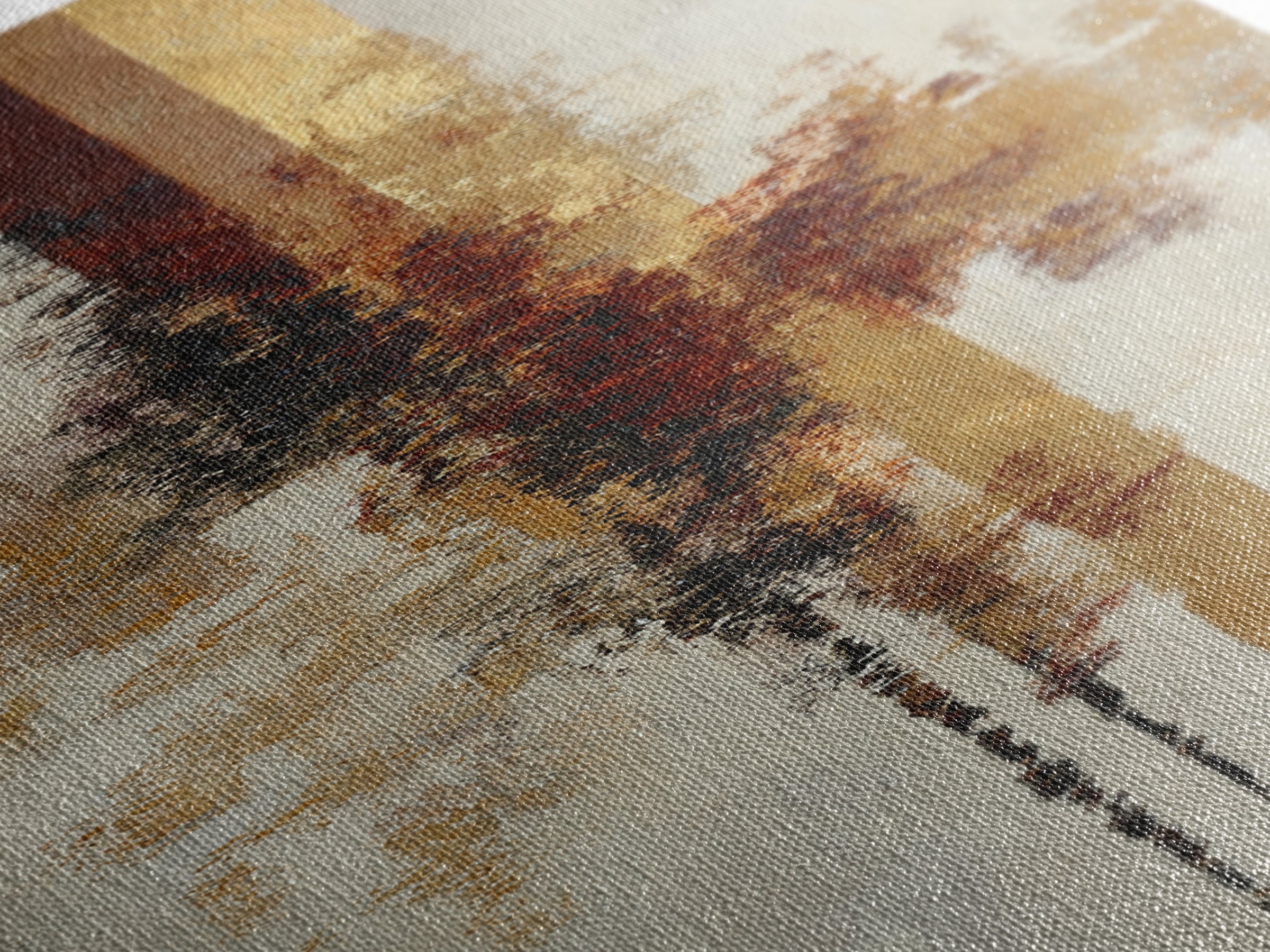 Gold Accented Abstract Brushwork Framed Canvas Print, Living Room Art, Fine Art Print, Living Room Decor, Abstract Art, Living, LIR-1x3-50