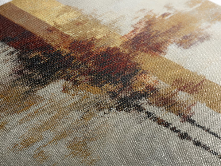 Gold Accented Abstract Brushwork Framed Canvas Print, Living Room Art, Fine Art Print, Living Room Decor, Abstract Art, Living, LIR-1x3-50