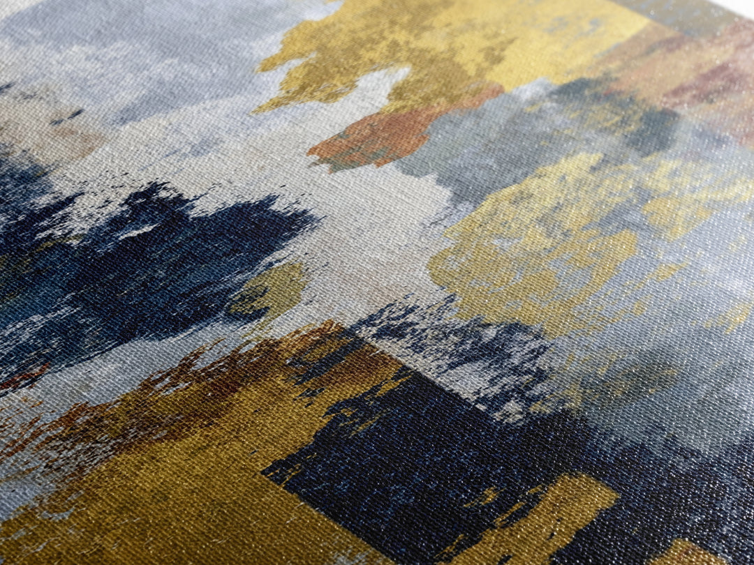 Gold Accented Abstract Brushwork Canvas Print, Living Room Art, Textured Painting, Living Room Decor, Abstract Art, Living, LIR-1x3-98
