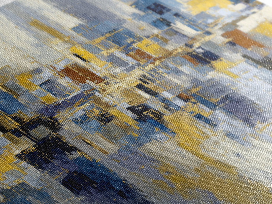 Gold Accented Abstract Brushwork Framed Canvas Print, Living Room Art, Living Room Decor, Abstract Art, Living, LIR-2x1-10