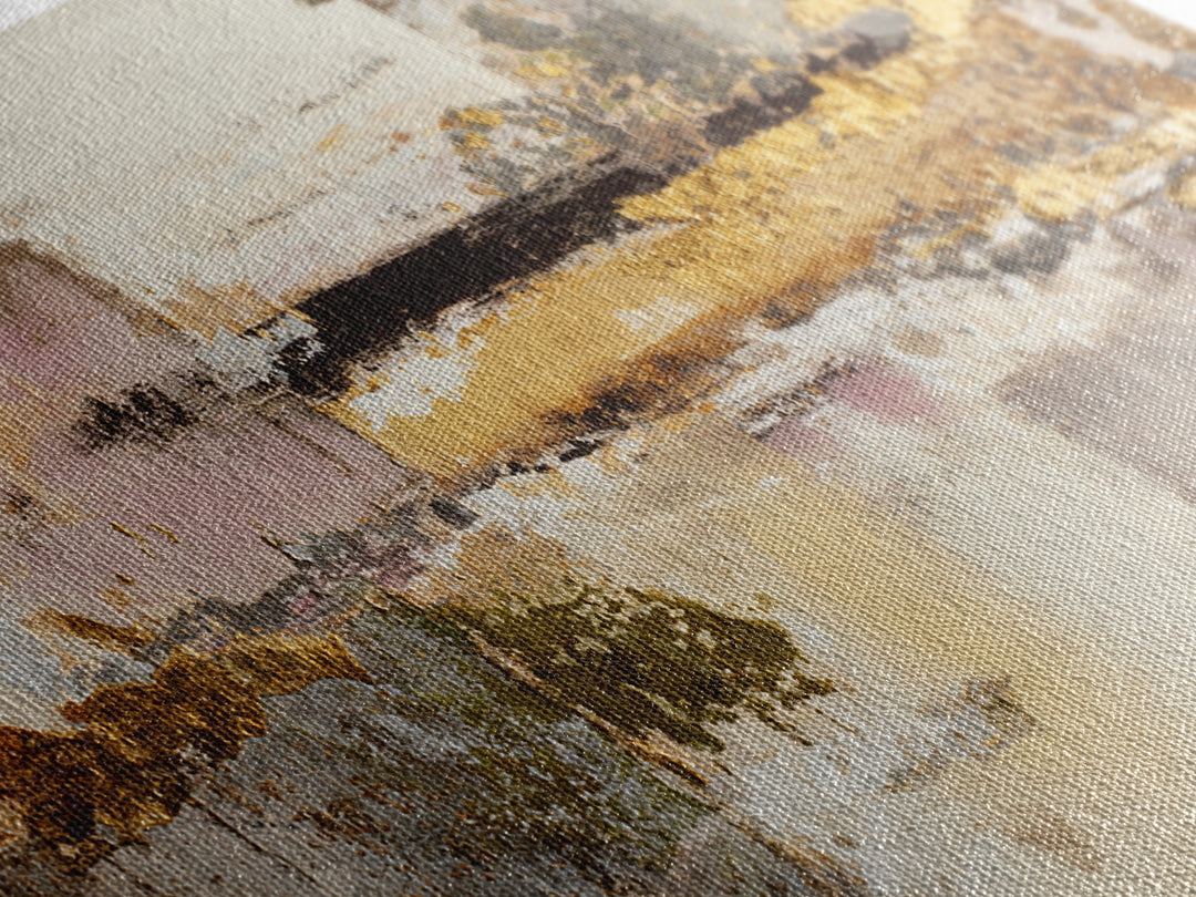 Gold Accented Abstract Brushwork Canvas Print, Living Room Art, Digital Prints, Living Room Decor, Abstract Art, Living, LIR-2x1-58
