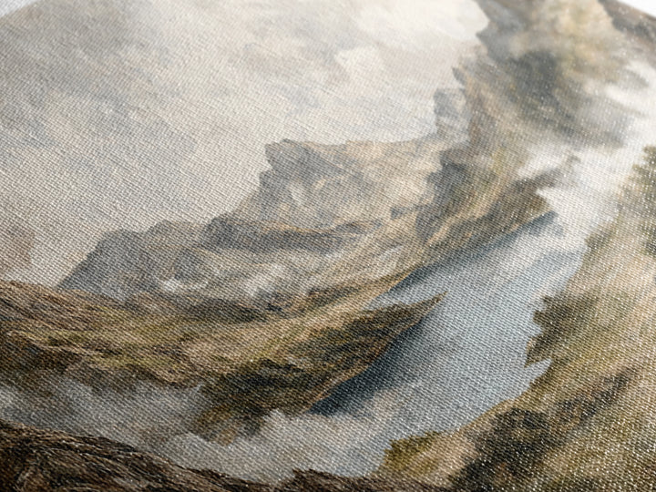 Classic Mountain Panorama for Cozy Interiors Framed Canvas Print, Living Room Art, Home, Living Room Decor, Fine Art, Living, LIR-2x1-60