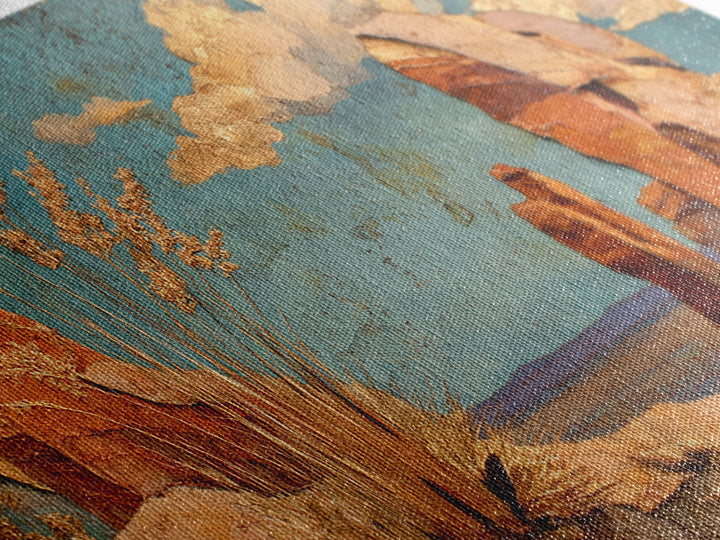 Earthy Desert Landscape Framed Canvas Print, Living Room Art, Apartment Decor, Living Room Decor, Oil Painting, Living, LIR-2x1-80