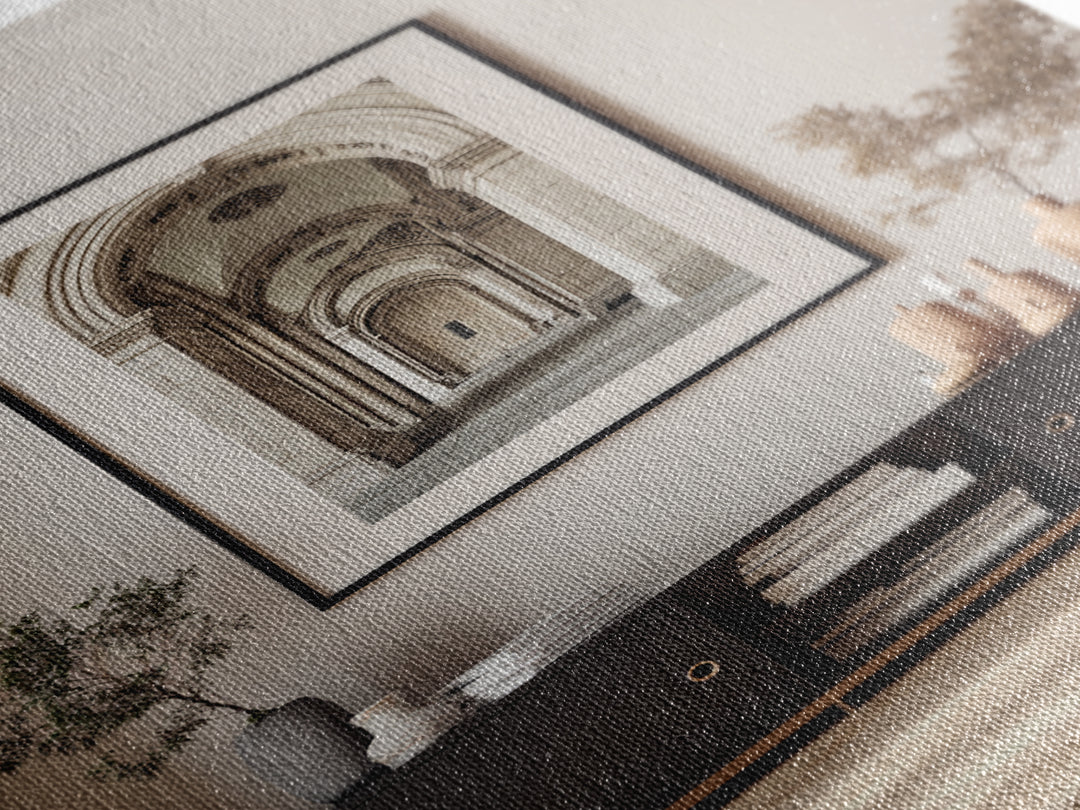 Black and White Architectural Arch Composition Canvas Print, Living Room Art, Abstract Art, Living Room Decor, Living, LIR-2x3-63