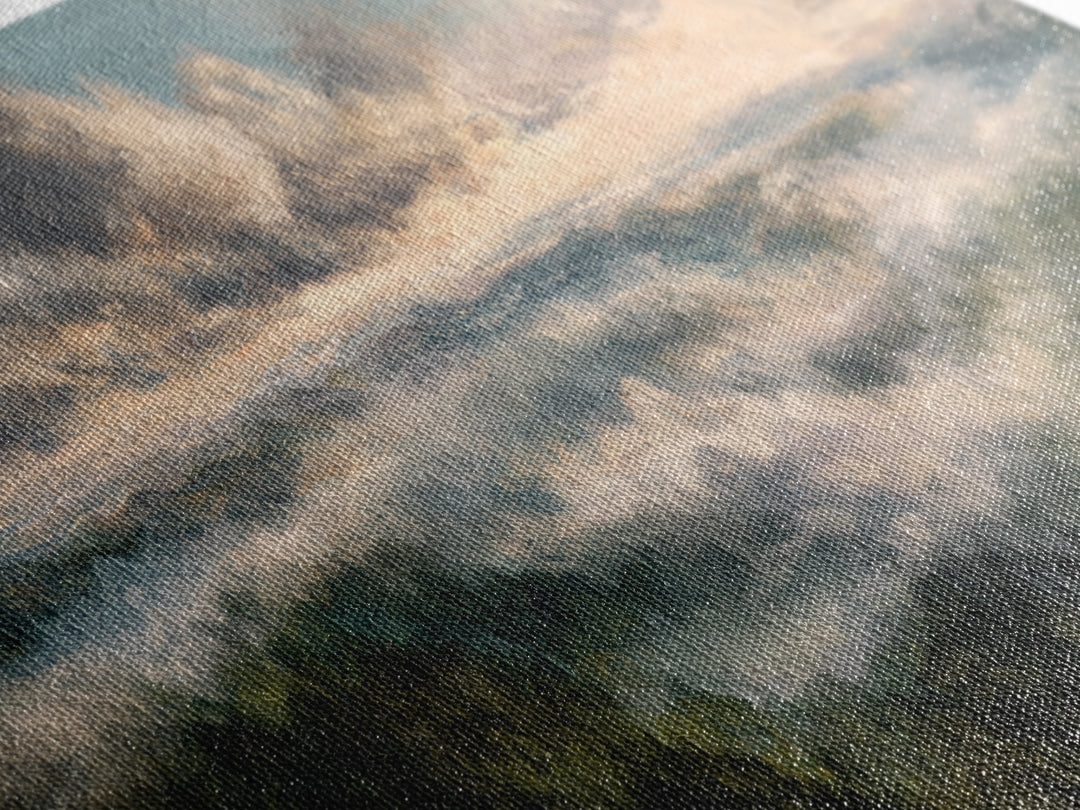 Large Cloudscape with Gentle Movement Canvas Print, Living Room Art, 3 Piece Wall Art, Living Room Decor, Watercolor Art, LIR-3x1-11