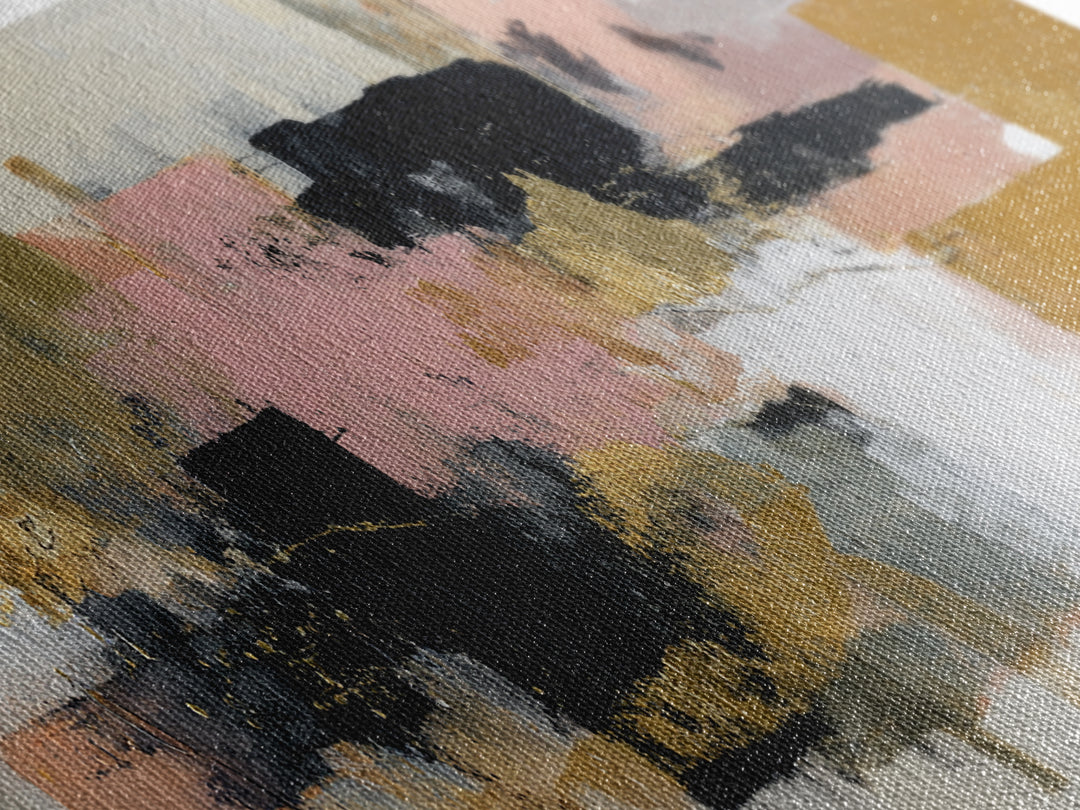 Gold Accented Abstract Brushwork Canvas Print, Living Room Art, Digital Prints, Living Room Decor, Abstract Art, Living, LIR-3x1-30
