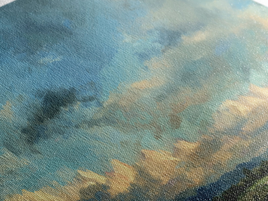 Modern Landscape with Expansive Calm Sky Canvas Print, Living Room Art, Art Print, Living Room Decor, Watercolor Art, Living, LIR-3x1-43