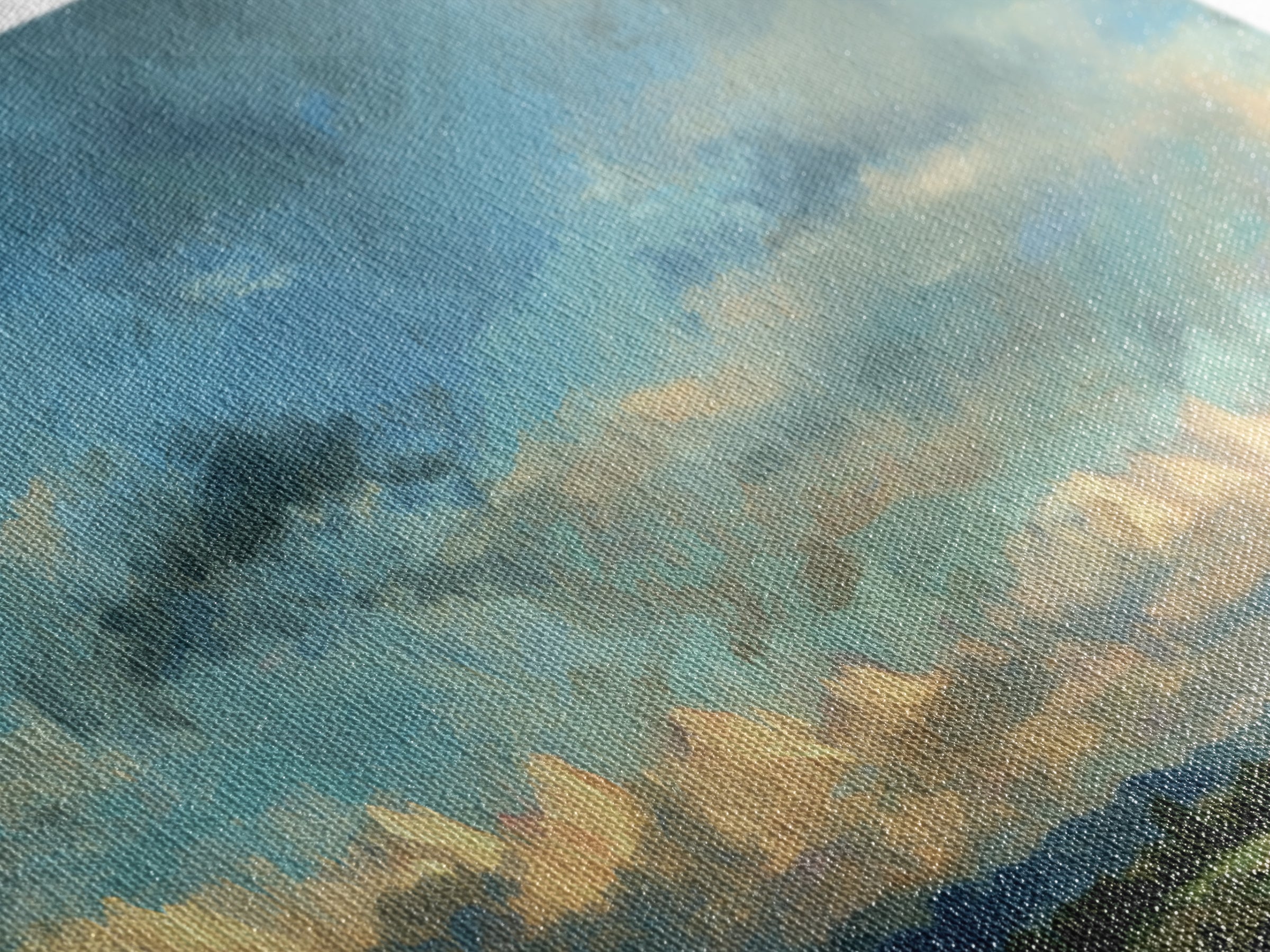 Modern Landscape with Expansive Calm Sky Canvas Print, Living Room Art, Art Print, Living Room Decor, Watercolor Art, Living, LIR-3x1-43