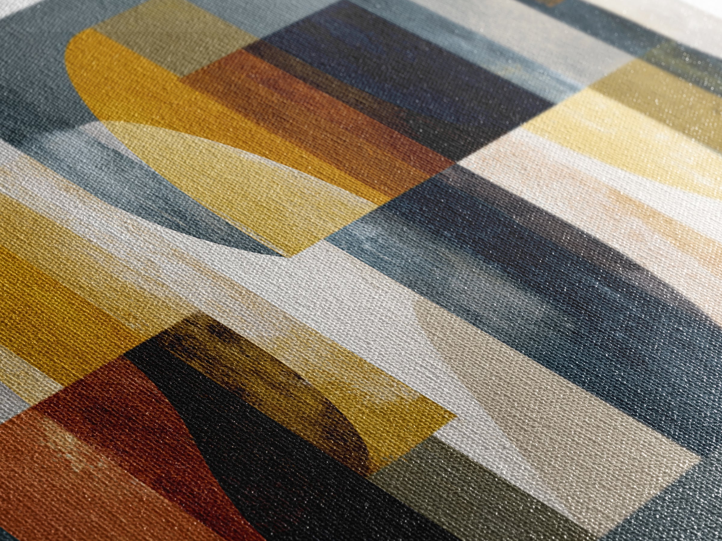 Mid Century Geometric Artwork Canvas Print, Living Room Art, Textured Painting, Living Room Decor, Abstract Art, Living, LIR-3x1-48