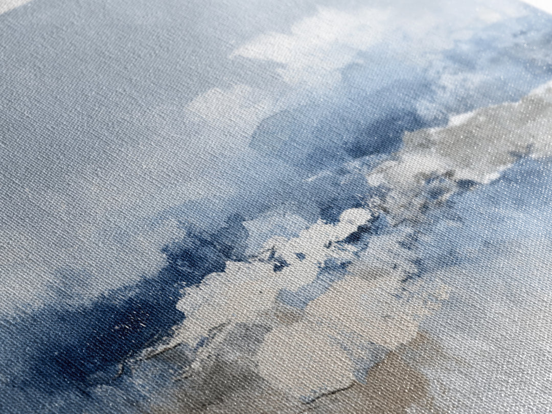 Coastal Aerial Shoreline Framed Canvas Print, Living Room Art, Printable, Living Room Decor, Oil Painting, Living, LIR-3x1-51