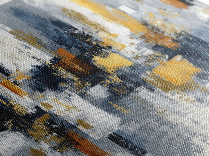 Gold Accented Abstract Brushwork Canvas Print, Living Room Art, Living Room Wall Art, Living Room Decor, Abstract Art, Living, LIR-3x1-54