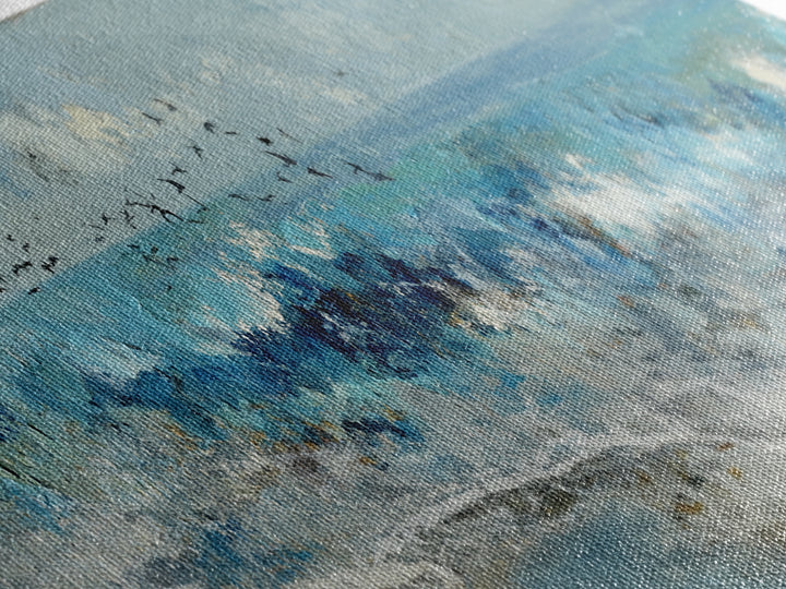 Coastal Aerial Shoreline Canvas Print, Living Room Art, Large Wall Art, Living Room Decor, Fine Art, Living, Dopamine Decor, LIR-3x1-75