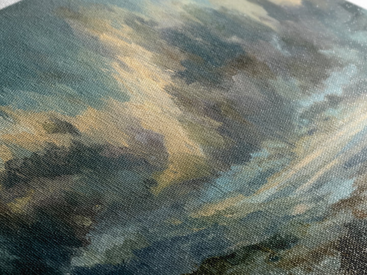 Large Cloudscape with Gentle Movement Canvas Print, Living Room Art, Mid Century Modern, Living Room Decor, Fine Art, Living, LIR-3x1-83