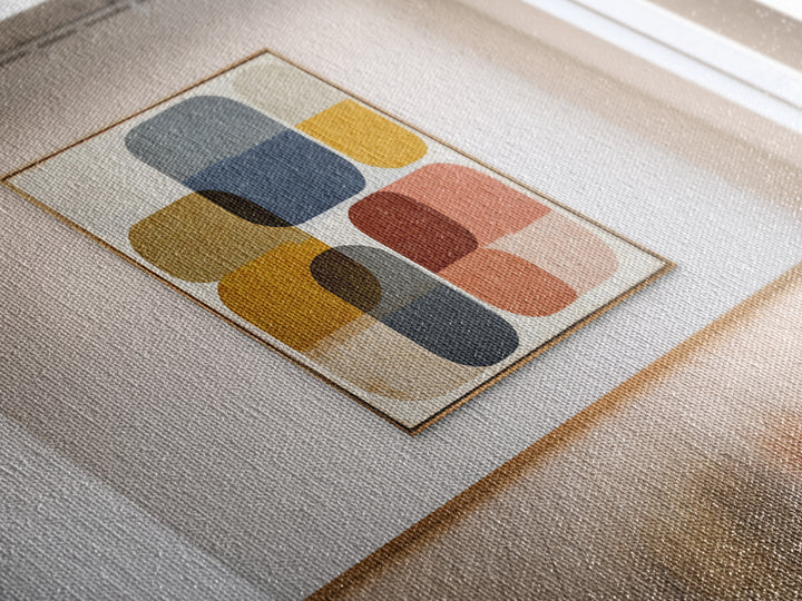 Mid Century Geometric Artwork Framed Canvas Print, Living Room Art, Living Room Wall Art, Living Room Decor, Abstract Art, LIR-3x2-36