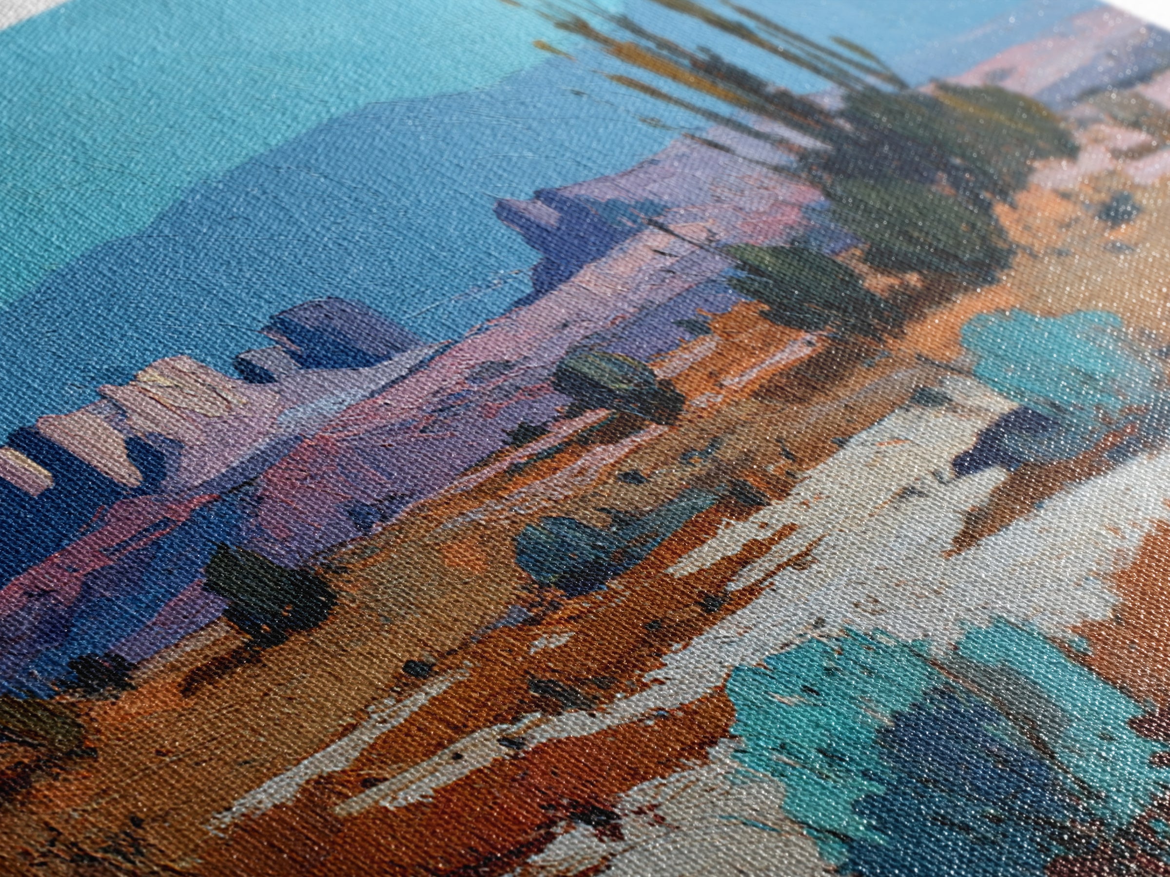 Earthy Desert Landscape Canvas Print, Living Room Art, Wall Decor, Living Room Decor, Oil Painting, Living, Abstract Art, LIR-3x2-88
