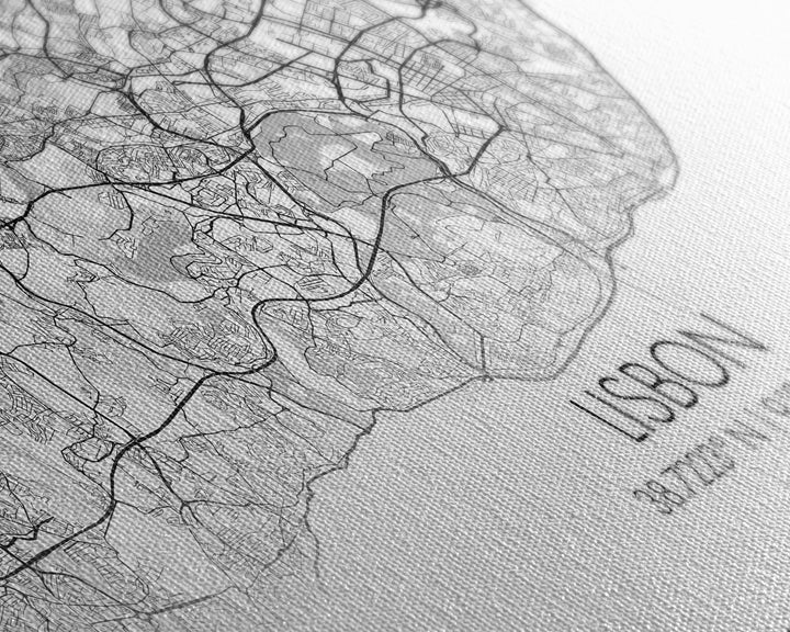 Lisbon City Map, Portugal Map, Map Art, Modern Art, Wall Art, Canvas Art, Travel Wall Décor, Apartment Wall Art, Book Lover Gift, Office Art