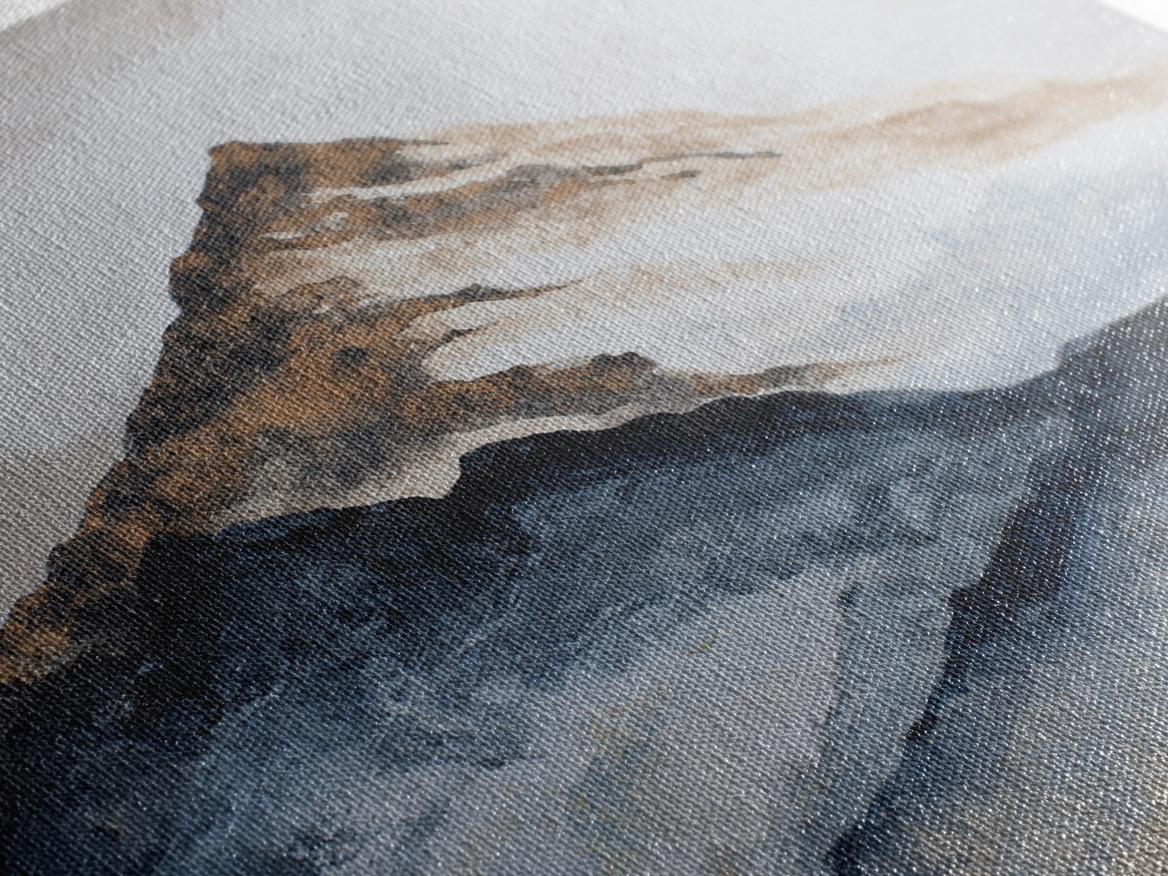 Ink Wash Mountain Symbolizing Stability Framed Canvas Print, Law Office Art, Poster Print, Office Decor, Watercolor Art, LOA-1x1-44