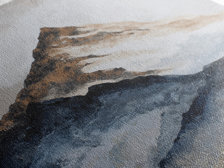 Ink Wash Mountain Symbolizing Stability Framed Canvas Print, Law Office Art, Poster Print, Office Decor, Watercolor Art, LOA-1x1-44