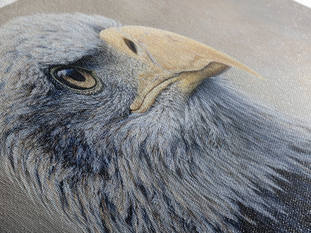 Eagle Portrait with Solemn Presence Canvas Print, Law Office Art, Neutral Decor, Office Decor, Fine Art, Counsel, Wall Art, LOA-2x1-26