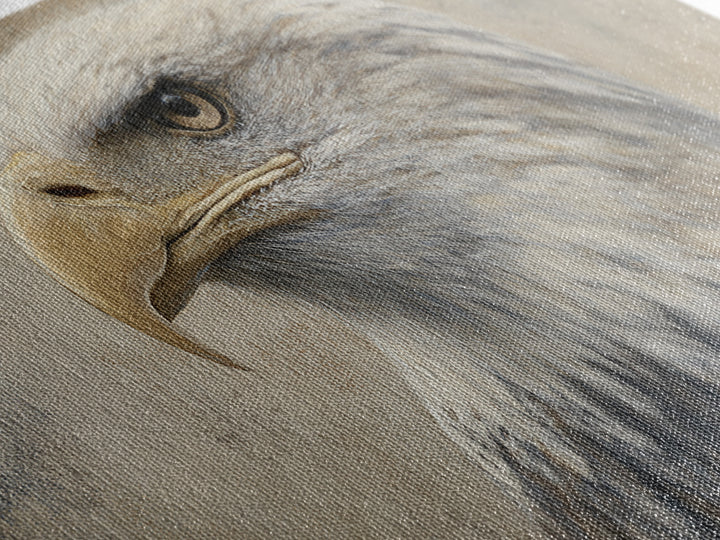 Eagle Portrait with Solemn Presence Canvas Print, Law Office Art, Contemporary Art, Office Decor, Counsel, Metal Wall Decor, LOA-2x1-74