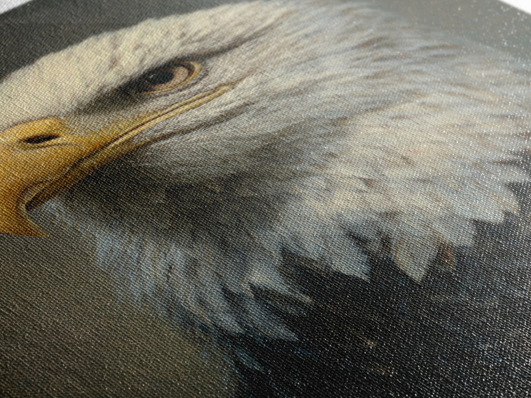 Eagle Portrait with Solemn Presence Canvas Print, Law Office Art, Modern Decor, Office Decor, Oil Painting, Counsel, Wall Decor, LOA-2x3-14