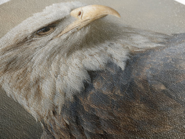 Eagle Portrait with Solemn Presence Canvas Print, Law Office Art, Wall Art, Office Decor, Fine Art, Counsel, Office Wall Decor, LOA-2x3-62